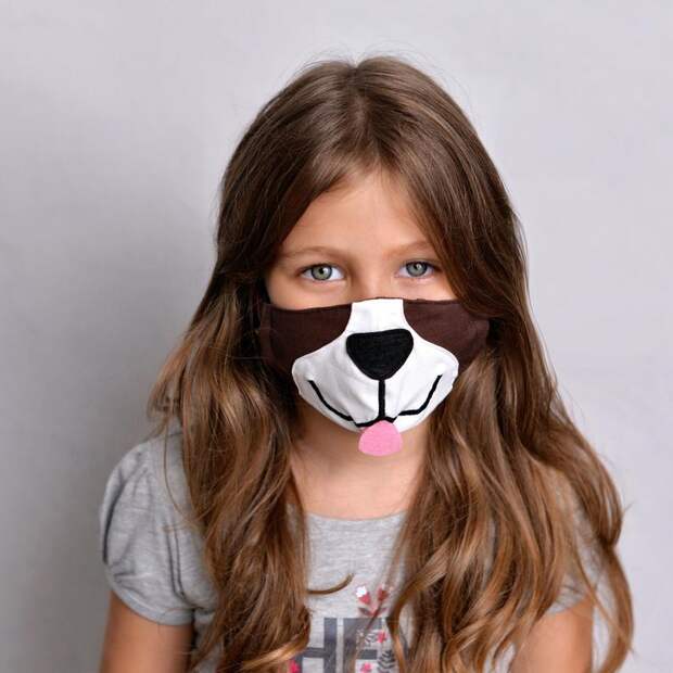 Щенячья маска для лица с фильтрующими карманами Puppy Kid Face Mask M-kids 7-12 y. o.