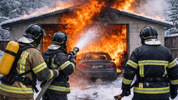 В алтайском селе Черемное произошел пожар в гаражном комплексе