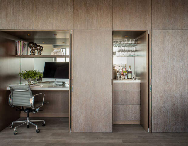 шкаф с домашним офисом в стиле минимализм
