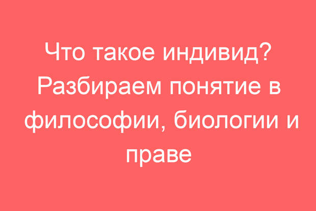 Что такое индивид? Разбираем понятие в философии, биологии и праве