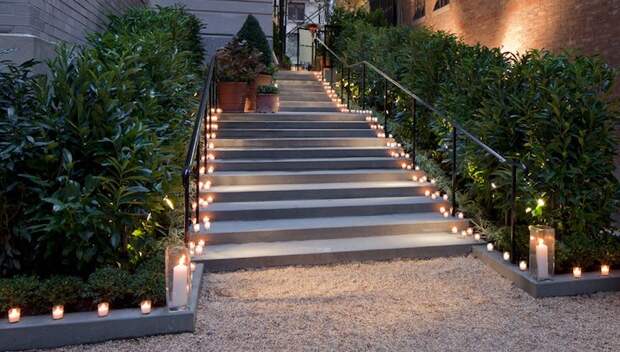 идея садовой лестницы своими руками из бетона с подсветкой