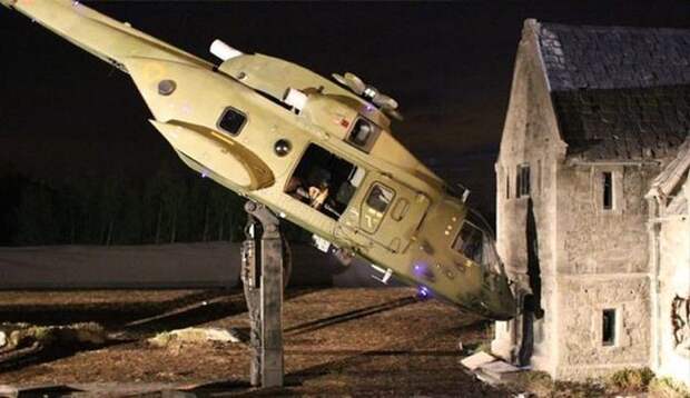 А вот так происходило крушение вертолета в шпионском боевике «007: Координаты "Скайфолл"» декорации, кино, модели, съемка