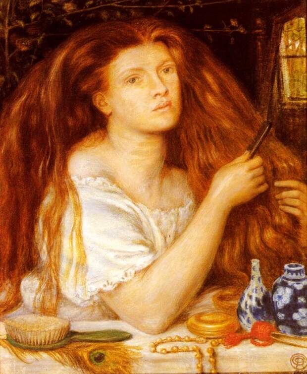 Данте Габриэль Россетти, «Золотые косы. Причесывающаяся женщина», 1865 г.