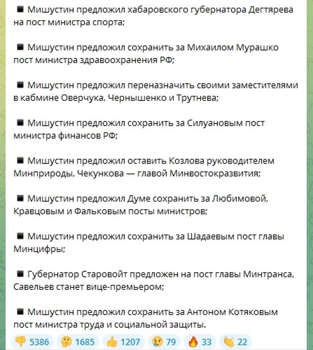 Весь ажиотаж который на протяжении нескольких последних месяц активно раздувался СМИ вокруг возможных перестановок в правительстве, в конечном итоге закончился громким пшиком.-5