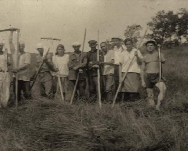 На сенокосе. Вблизи реки Тунгуск. СССР, 1930 год. 