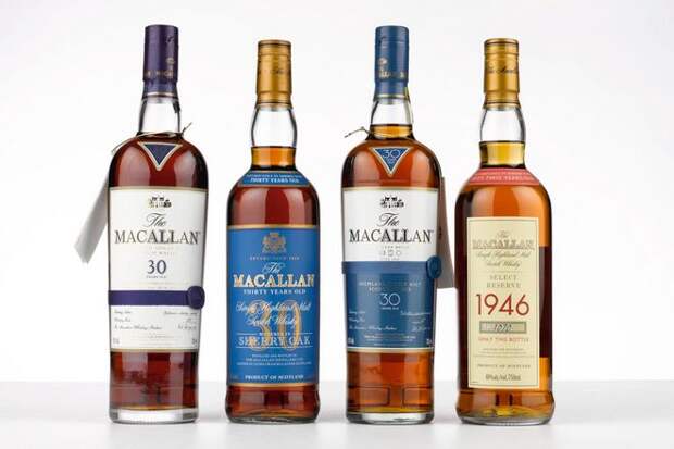 Виски Macallan 30-летней выдержки из шерри-дуба (12 800 долларов США)
