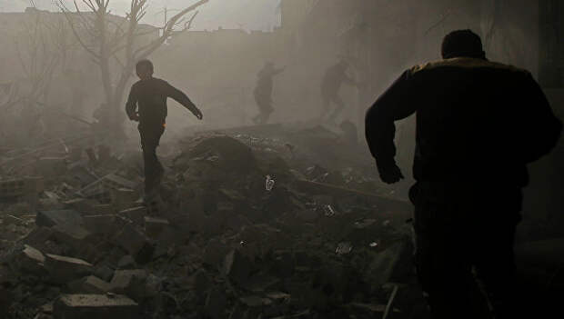 После авиационного налета в Дамаске, Сирия