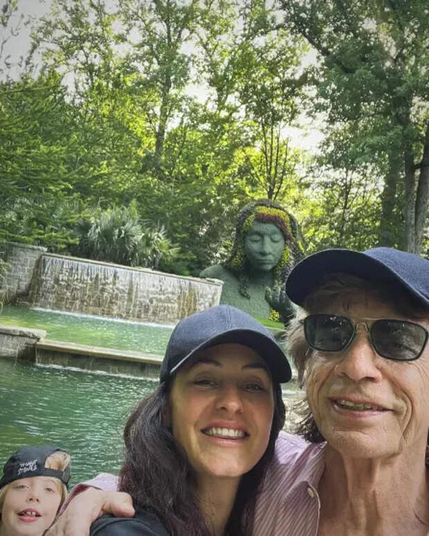 Мелани Хэмрик и Мик Джаггер с сыном