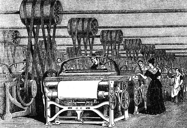 Работницы на текстильной фабрике, конец XVIII века.