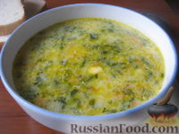 Фото к рецепту: Суп сырный со шпинатом