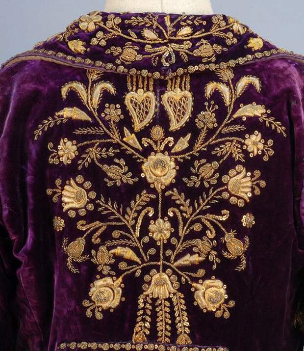 TURKISH VELVET COAT with GOLD EMBROIDERY, LATE 19th-EARLY 20th C.: 