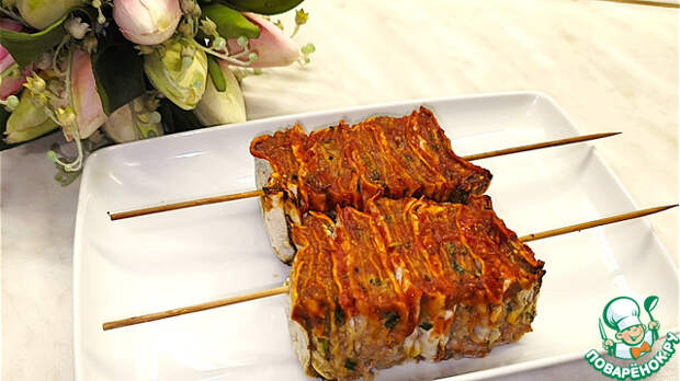 Шашлык из лаваша и фарша
