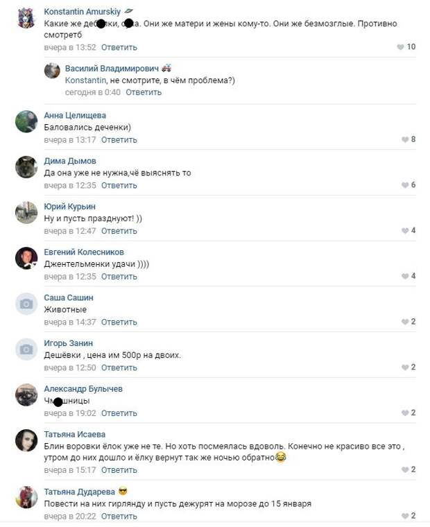 Девчата украли елку из двора своего дома, улыбнувшись в камеру