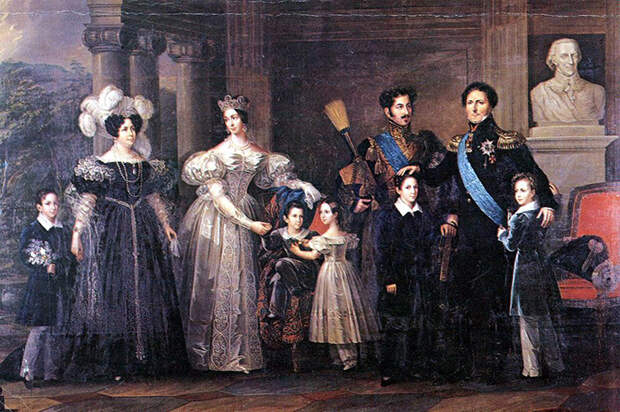 Король Карл Юхан с семьёй.