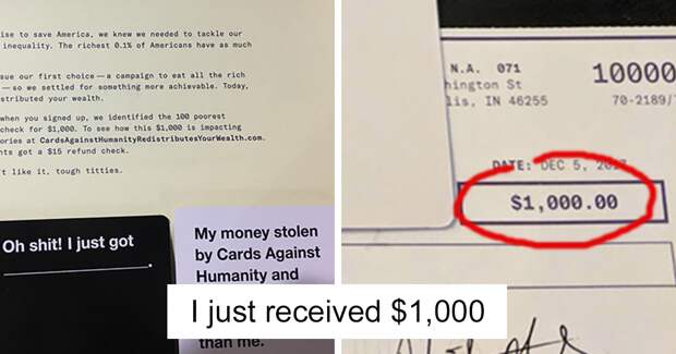 ‘Cards Against Humanity’ Sends Checks To Their Lowest-Earning Customers And It’s Bringing Attention To Wealth Inequality