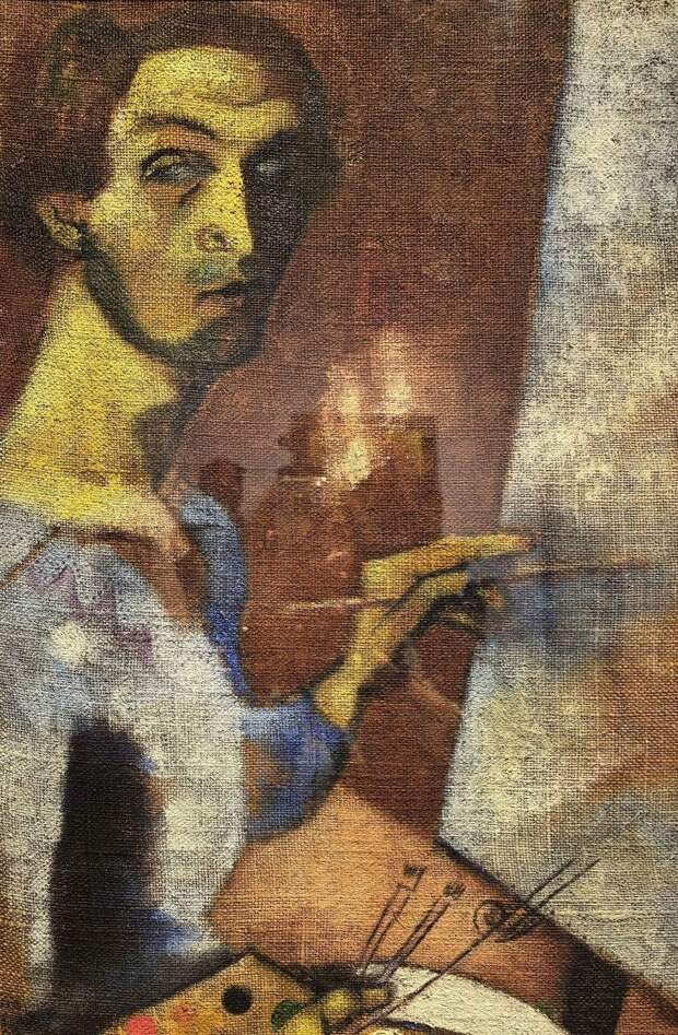 Автопортрет у мольберта. 1914. Марк Шагал