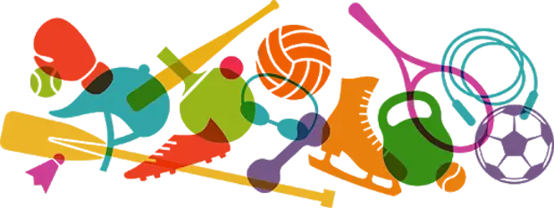 Виды кружков спорта. Картинка спорт предметы маленькая.