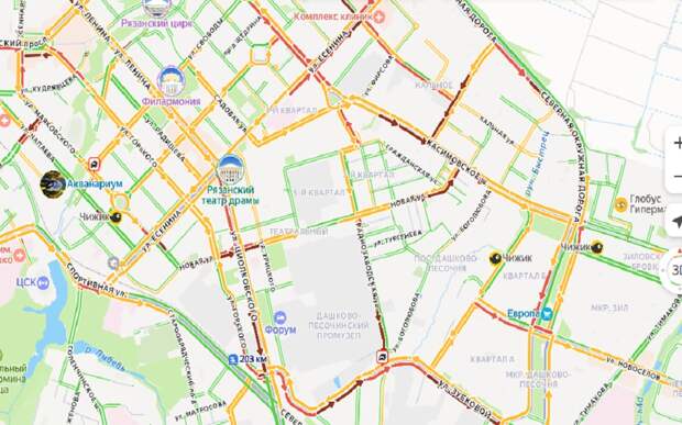 Рязань вновь встала в пробках