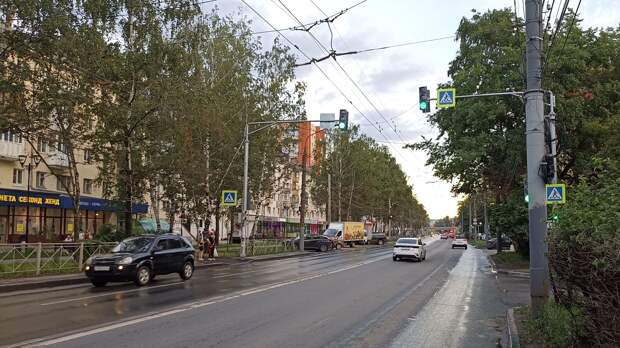 Пешеходный переход со светофором обустроили на улице Коминтерна
