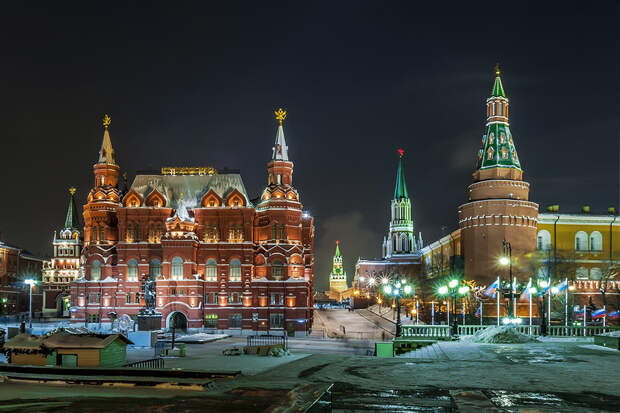 Огни ночной Москвы перед Новым годом!