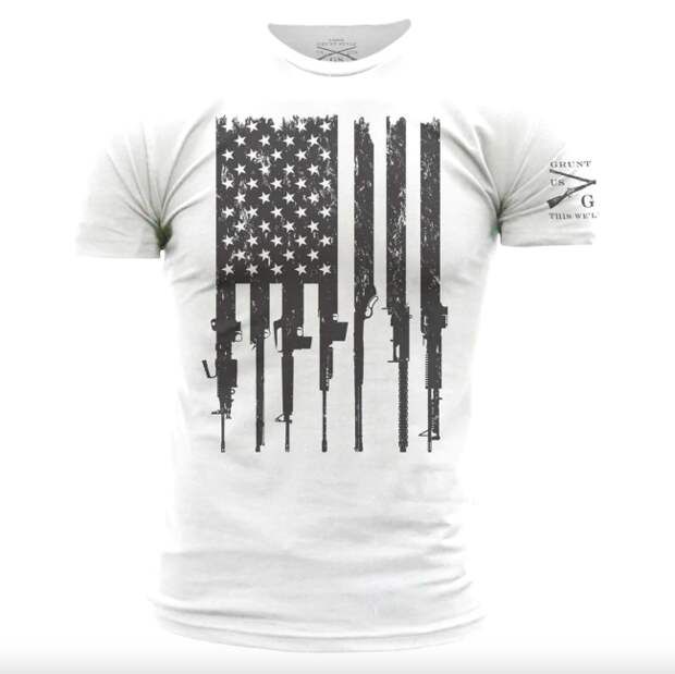 Grunt Style Men's Rifle Flag T-Shirt in White