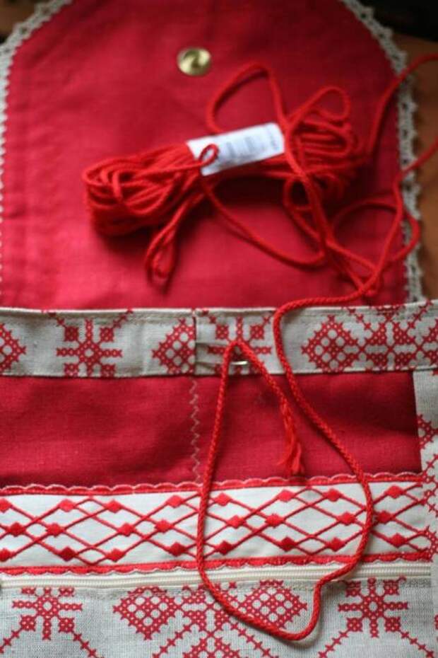 Шьем льняную сумку-рюкзак в русском стиле
