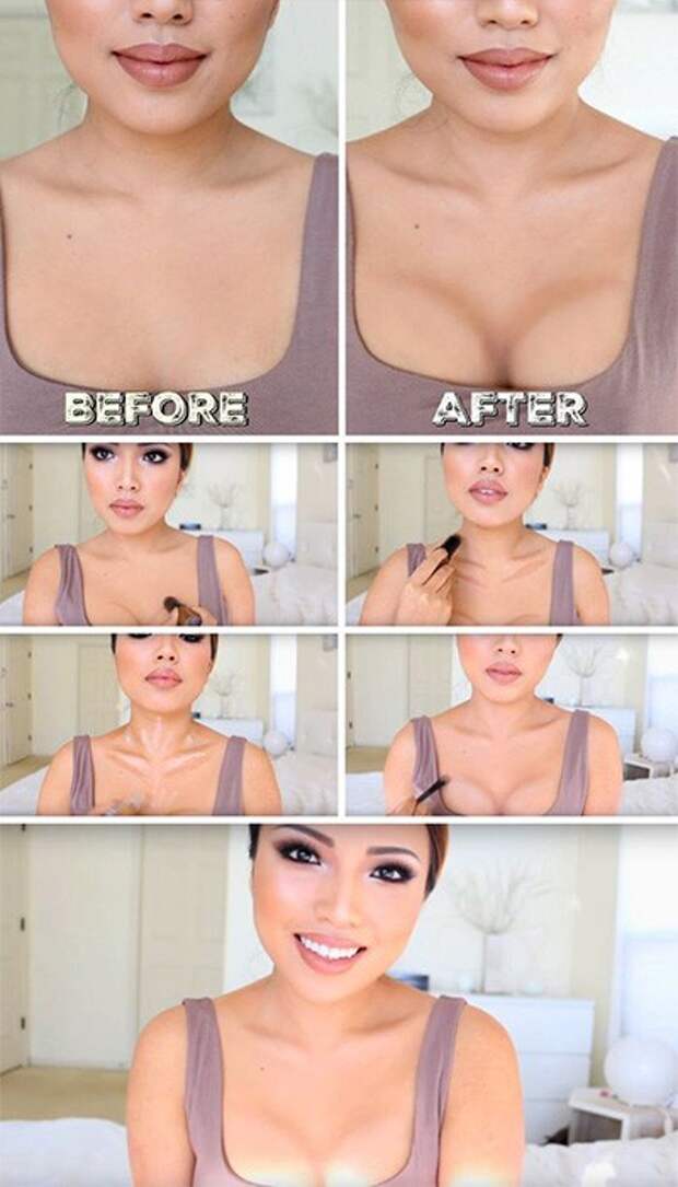 Как увеличить грудь, «накачать» пресс, попу и сделать волосы гуще с помощью макияжа
