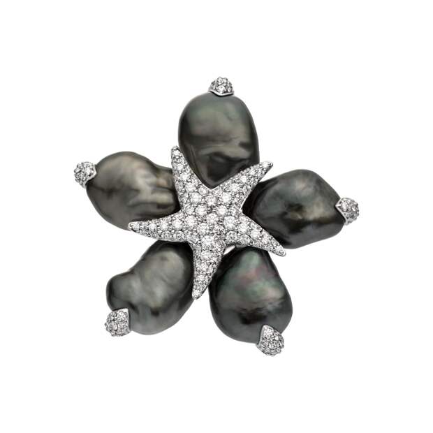 Брошь (золото, черный жемчуг, бриллианты), Baroque, Mikimoto, цена по запросу (Mercury)