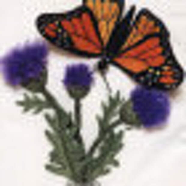 Объемная вышивка бабочки гладью