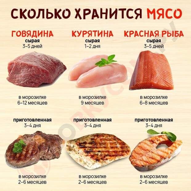 сколько хранится мясо инфографика