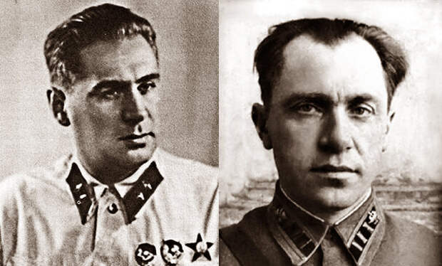 Слева: Судоплатов Павел Анатольевич – советский разведчик, сотрудник ОГПУ. Ликвидировал руководителя ОУН Евгения Коновальца, организовал убийство Льва Троцкого; Справа: Старинов Илья Григорьевич – разведчик-диверсант, организатор партизанского движения. /Данное изображение сделал я, фото взяты из открытых источников/
