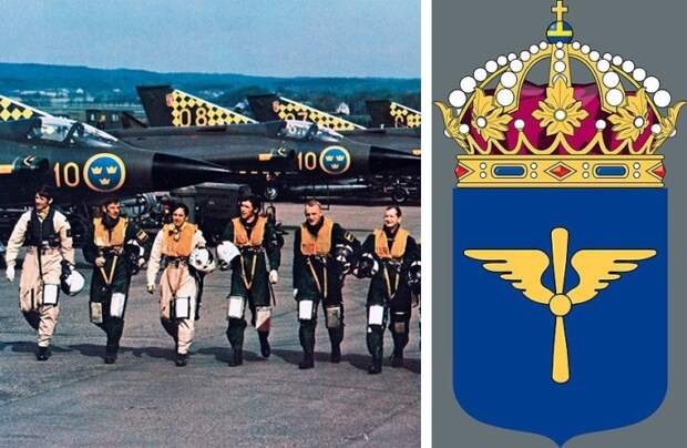 Пилоты шведских ВВС и эмблема Svenska flygvapnet. Пилоты шведских ВВС и эмблема Svenska flygvapnet.