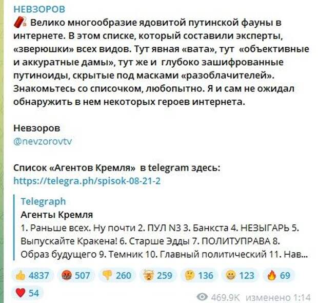 Молодец, Александр Глебович! Он постарался и составил для нас список