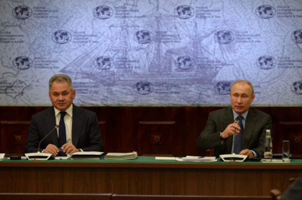 Президент РГО Сергей Шойгу и Председатель Попечительского Совета РГО Владимир Путин. Фото: Алексей Михайлов Президент РГО Сергей Шойгу и Председатель Попечительского Совета РГО Владимир Путин. Фото: Алексей Михайлов