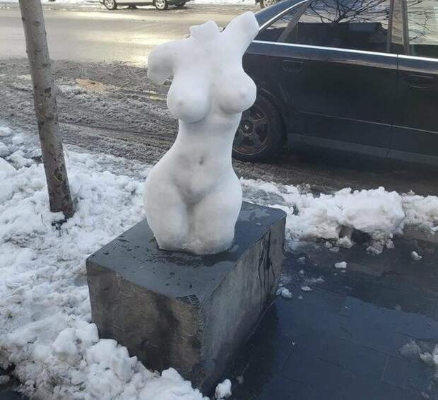 В сильные морозы русских посещает вдохновение зима, лед, прикол, россия, снег, юмор