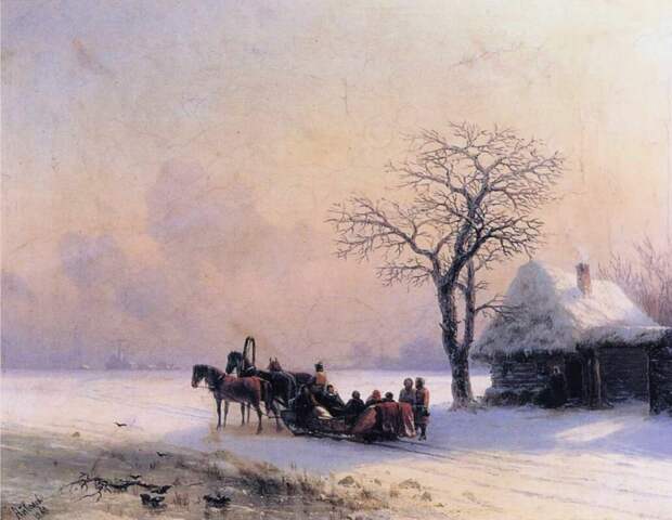Иван Айвазовский. Зимняя сцена в Малороссии. 1868. Частная коллекция
