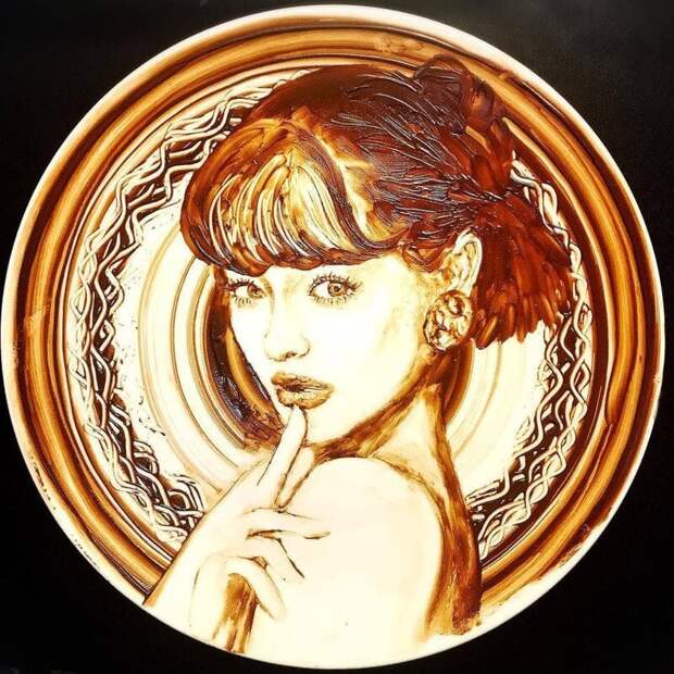 Вкусное искусство: талантливая художница рисует растопленным шоколадом еда, инстарграм, красота, талант, фантазия, шоколад, япония