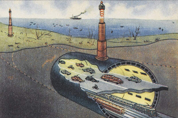 Концепт-арт тоннеля, 1960-е годы. /Фото: aif.ru