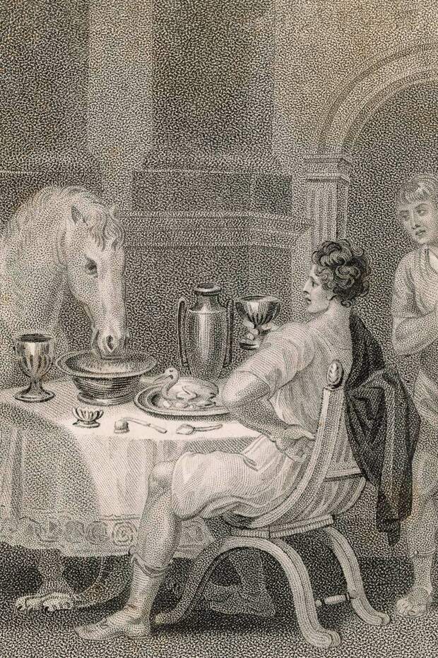 Император Калигула принимает за ужином своего коня