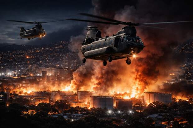 Война началась: вертолёты США бомбят Каракас, столица Венесуэлы во тьме