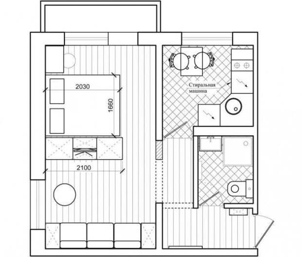 Пример планировки угловой квартиры, фото: design-homes.ru