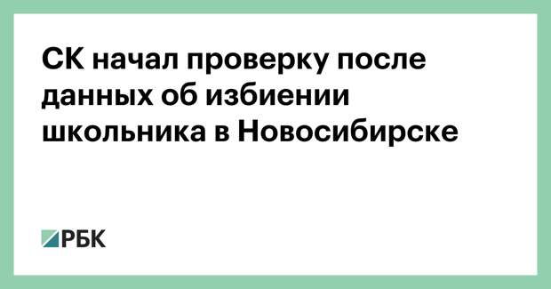 СК начал проверку после данных об избиении школьника в Новосибирске