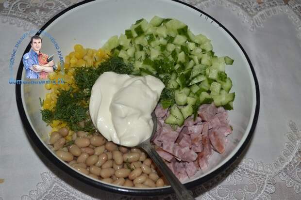 Салат с кукурузой и фасолью 