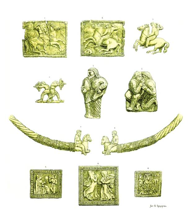 Изображения на скифских золотых пластинах. 4 век до н.э.