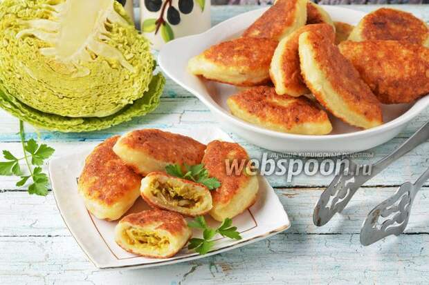 Фото Творожные пирожки с капустой жареные