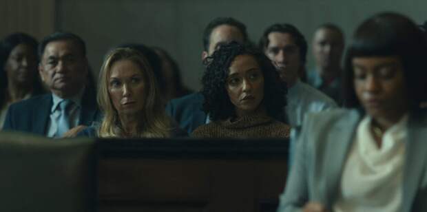Elizabeth Marvel and Ruth Negga in "Presumed Innocent," now streaming on Apple TV+.
