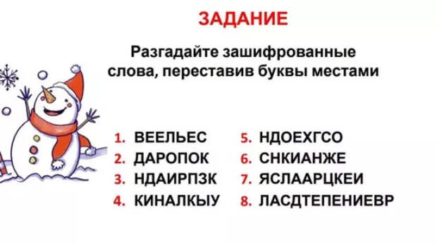 Новогодние анаграммы: угадайте, какие слова зашифрованы на картинке