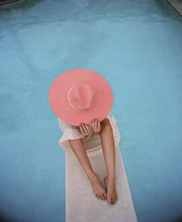 пляжная мода, розовая шляпа, beach style, pink hat