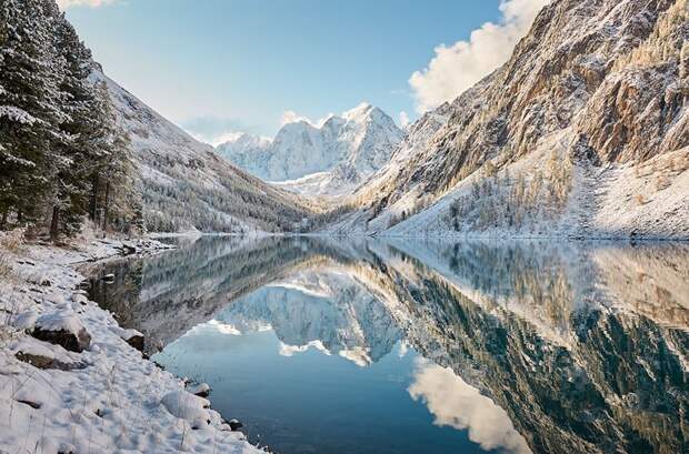 Зимнее горное озеро, Алтайские горы, хребет Чуя зима, красота, природа, россия, фото