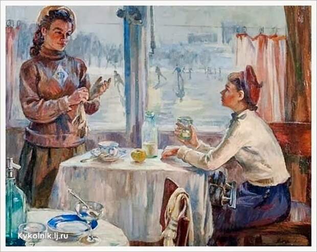 Борис Шатилов (Россия, 1905-1996) «Конькобежки. На катке «Динамо» 1950-е